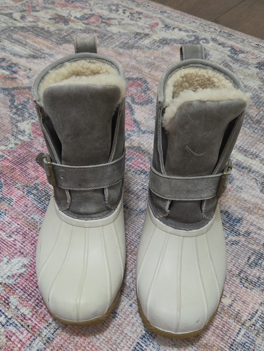 Sperry 3M Thinsulate Grey Suede and Cream Winter Duck Boots